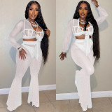 Sexy Hot Drilling Crop Top+Pants+Briefs 3 Piece Sets BY-5869