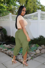Solid Drawstring Calf Length Pants TK-6251