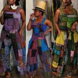 Plus Size Printed Wide Leg Strap Jumpsuit ZDF-31225