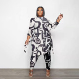 Plus Size Camo Print Split Top And Pants 2 Piece Sets PHF-13292