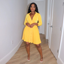 Solid Velvet Long Sleeve Mini Dress YF-10185