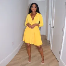 Solid Velvet Long Sleeve Mini Dress YF-10185
