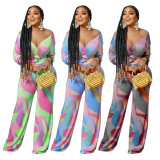 Casual Printed Long Sleeve 2 Piece Pants Sets MOF-8909