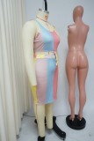 Plus Size Colorful Print Sleeveless 2 Piece Skirt Sets NNWF-7496