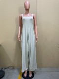 Solid Sleeveless Loose Strap Jumpsuit OLYF-6106