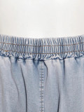 Plus Size Denim Tube Top And Pants 2 Piece Sets YMEF-5075
