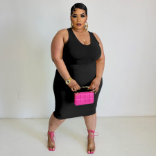 Plus Size Solid Sleeveless Bodycon Dress ONY-6011