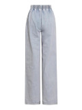 Plus Size Denim Tube Top And Pants 2 Piece Sets YMEF-5075