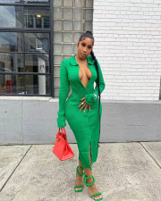 Solid Long Sleeve Slim Midi Dress WSM-5329