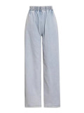 Plus Size Denim Tube Top And Pants 2 Piece Sets YMEF-5075