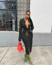 Solid Long Sleeve Slim Midi Dress WSM-5329