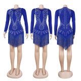 Plus Size Rhinestone Tassel Night Club Dresses NY-2533
