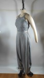 Solid Backless Cami Top Harem Pants 2 Piece Sets TE-4450