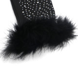 Plus Size Rhinestones Feather Night Club Dress NY-2550