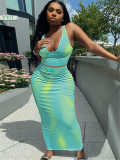 Sexy U Collar Tank Top Maxi Skirt 2 Piece Sets ME-8176