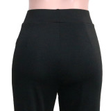 Elegant Solid High Waist Long Pants SH-390374