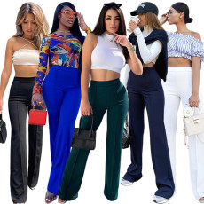 Elegant Solid High Waist Long Pants SH-390374