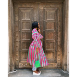 Casual Striped Long Sleeve Sashes Long Coat ASL-6593