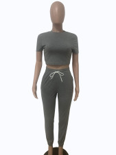 Solid Short Sleeve Two Piece Pants Sets LSD-8867