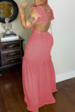 Sexy Ruffled V Neck Sleeveless Backless Hollow Maxi Dress BN-BN9335