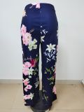 Flower Print High Waist Wide Leg Pants LSD-8813