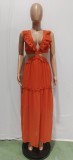 Sexy Ruffled V Neck Sleeveless Backless Hollow Maxi Dress BN-BN9335