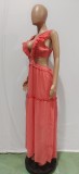 Sexy Ruffled V Neck Sleeveless Backless Hollow Maxi Dress BN-BN9335