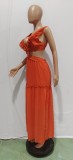 Sexy Ruffled V Neck Sleeveless Backless Hollow Maxi Dress BN-BN9335