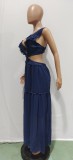 Sexy Ruffled V Neck Sleeveless Backless Hollow Maxi Dress BN-BN9335
