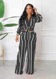 Casual Striped Long Sleeve Shirt And Pants 2 Piece Sets MIL-L338