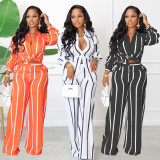 Casual Striped Long Sleeve Shirt And Pants 2 Piece Sets MIL-L338