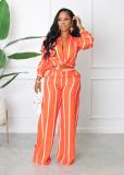 Casual Striped Long Sleeve Shirt And Pants 2 Piece Sets MIL-L338