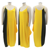 Plus Size Contrast Color Loose Slip Maxi Dress HNIF-005