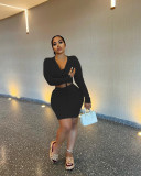 Sexy Long Sleeve Mini Skirt 2 Piece Sets ME-8178