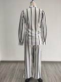 Casual Striped Long Sleeve Shirt And Pants 2 Piece Sets MIL-L338