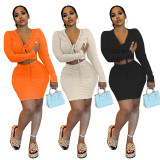Sexy Long Sleeve Mini Skirt 2 Piece Sets ME-8178