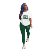 Casual Printed T Shirt And Pants Two Piece Sets SHD-9385