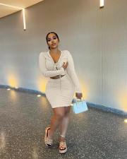 Sexy Long Sleeve Mini Skirt 2 Piece Sets ME-8178