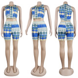 Sexy Printed Tassel Sleeveless 2 Piece Shorts Sets NY-10203
