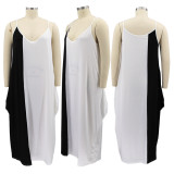Plus Size Contrast Color Loose Slip Maxi Dress HNIF-005