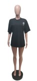 Pre Order: About 7 work days shipping Casual Printed Short Sleeve O Neck T-Shirt Dress YUEM-661077