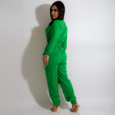 Classic Solid Long Sleeve Cargo Jumpsuit MA-Y519