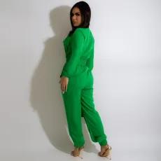 Classic Solid Long Sleeve Cargo Jumpsuit MA-Y519