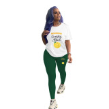 Casual Printed T Shirt And Pants Two Piece Sets SHD-9388