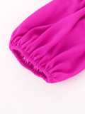 Plus Size Puff Sleeve Off-Shoulder Ruffle Midi Dress GKEN-220437