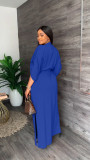 Solid Stand-Collar Split Maxi Dress YS-S824