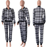 Houndstooth Print Jacket And Pants 2 Piece Suits HMS-5401