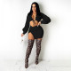 Sexy Long Sleeve Cropped Shirt Mini Skirt 2 Piece Sets HNIF-037