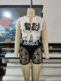 Letter Print Sleeveless Top+Lace Shorts 2 Piece Sets GSDF-2108