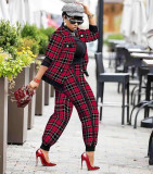 Houndstooth Print Jacket And Pants 2 Piece Suits HMS-5401